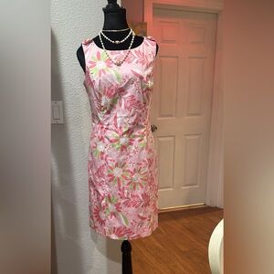 Brooks Brothers Pink and Green Floral Midi Dress